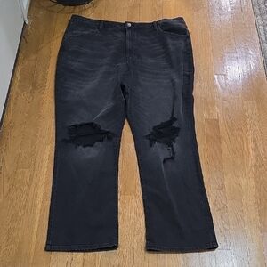 SO BRAND WOMEN'S JUNIORS PLUS BLACK HIGH-RISE 90'S BOOTCUT DISTRESSED JEANS 22